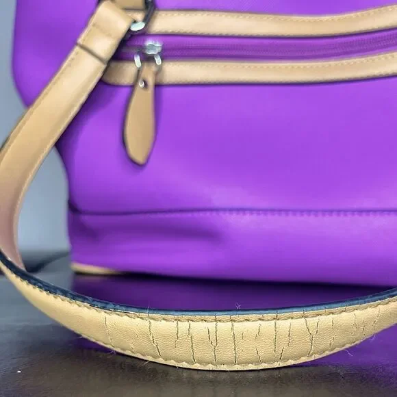 Giani Bernini Saffiano Bright Purple Tote Bag Leather Purse Medium Sized - Picture 9 of 15